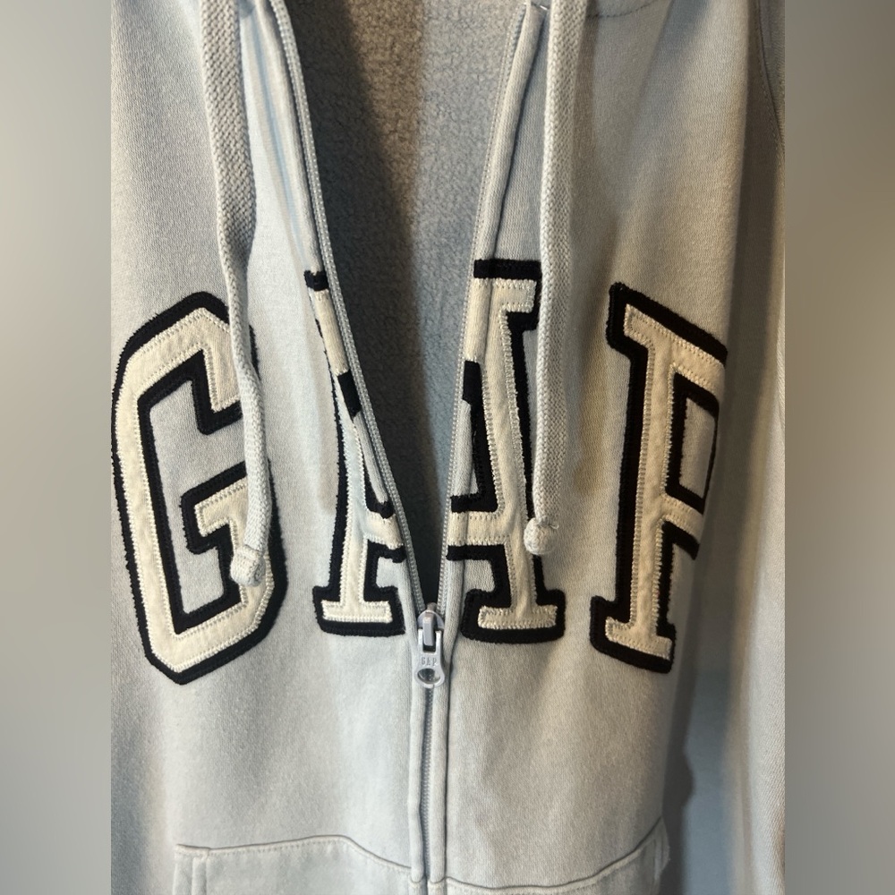 GAP Women's Light Blue Zip-Up Hoodie -Y2K Aesthetic - Picture 5 of 6
